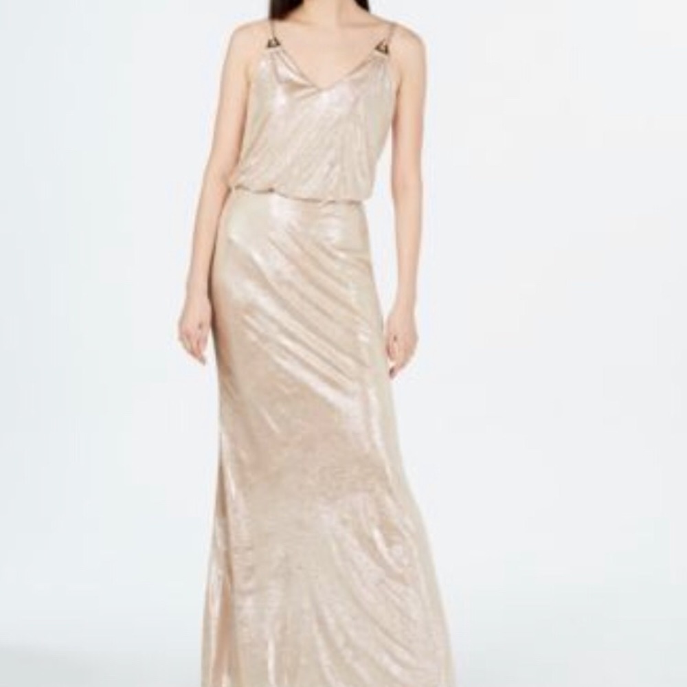 NWT Calvin Klein Metallic V Neck maxi dress